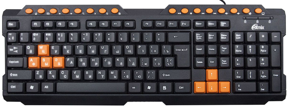 фото Клавиатура RITMIX проводная RKB-152,  USB, черный, оранжевый