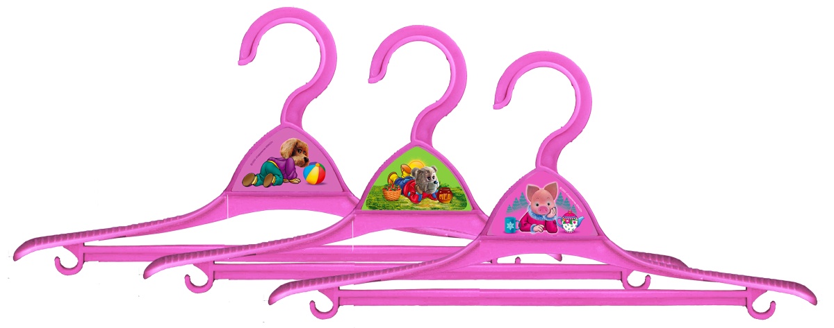 Вешалка АртХаус набор из 3х детских вешалок Спокушки, розовый