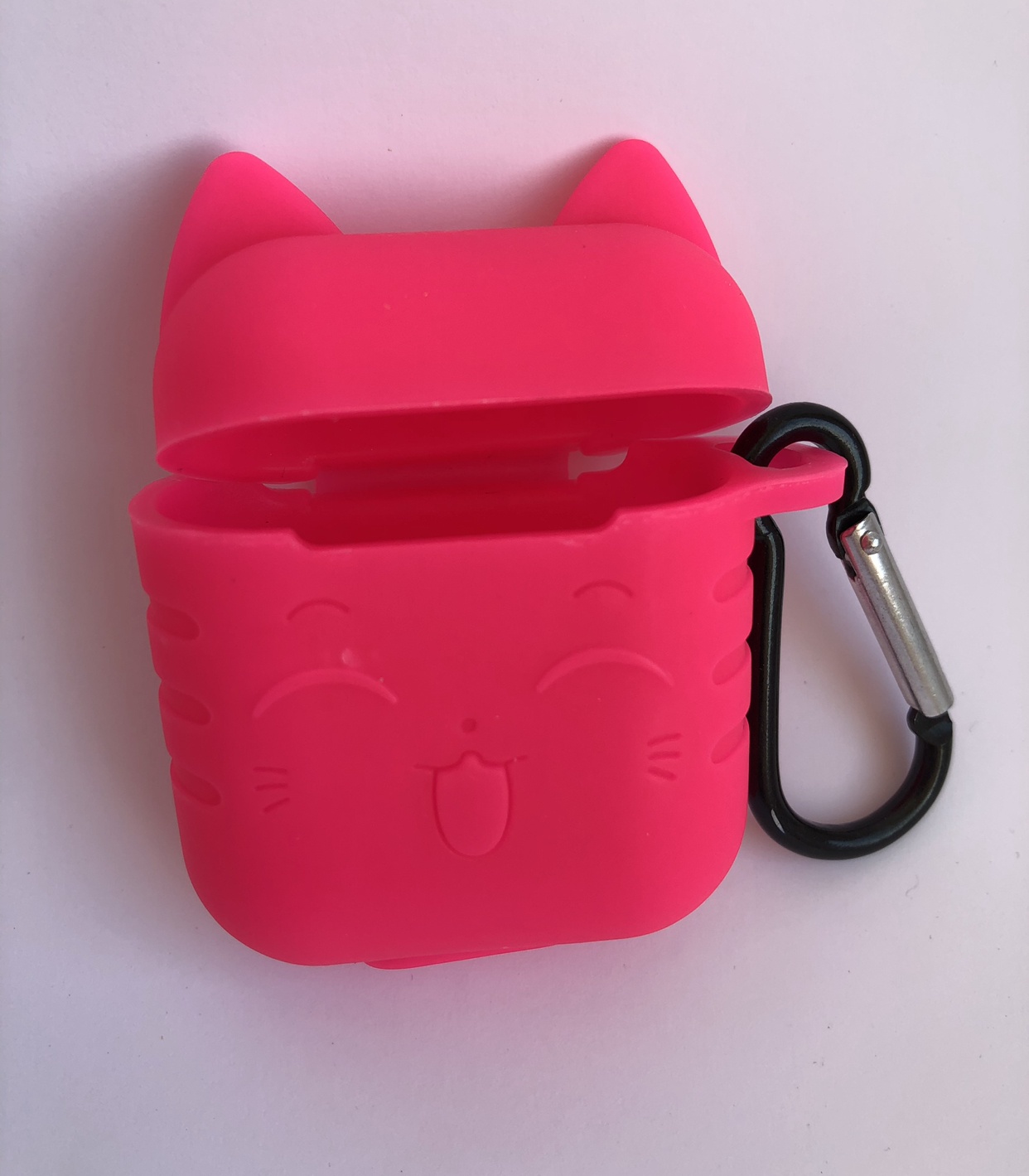 фото Чехол для наушников Markclub  Силиконовый с ушками, СH-2028, розовый
