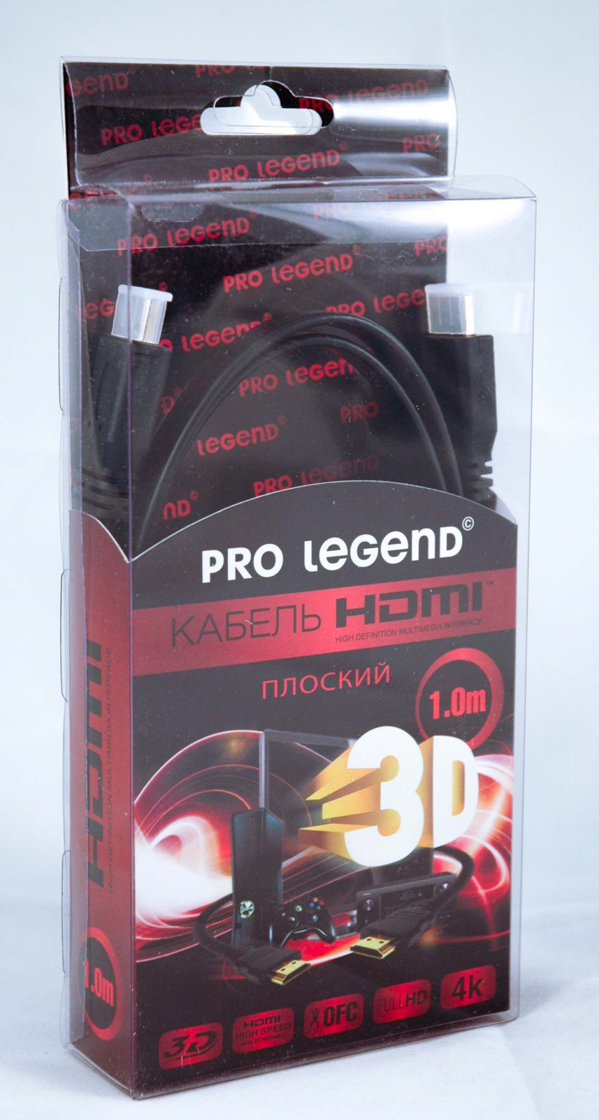 фото Кабель Pro Legend HDMI (M) - HDMI (M), HDF1, ver. 1.4, плоский, HDF1, черный, 1 м