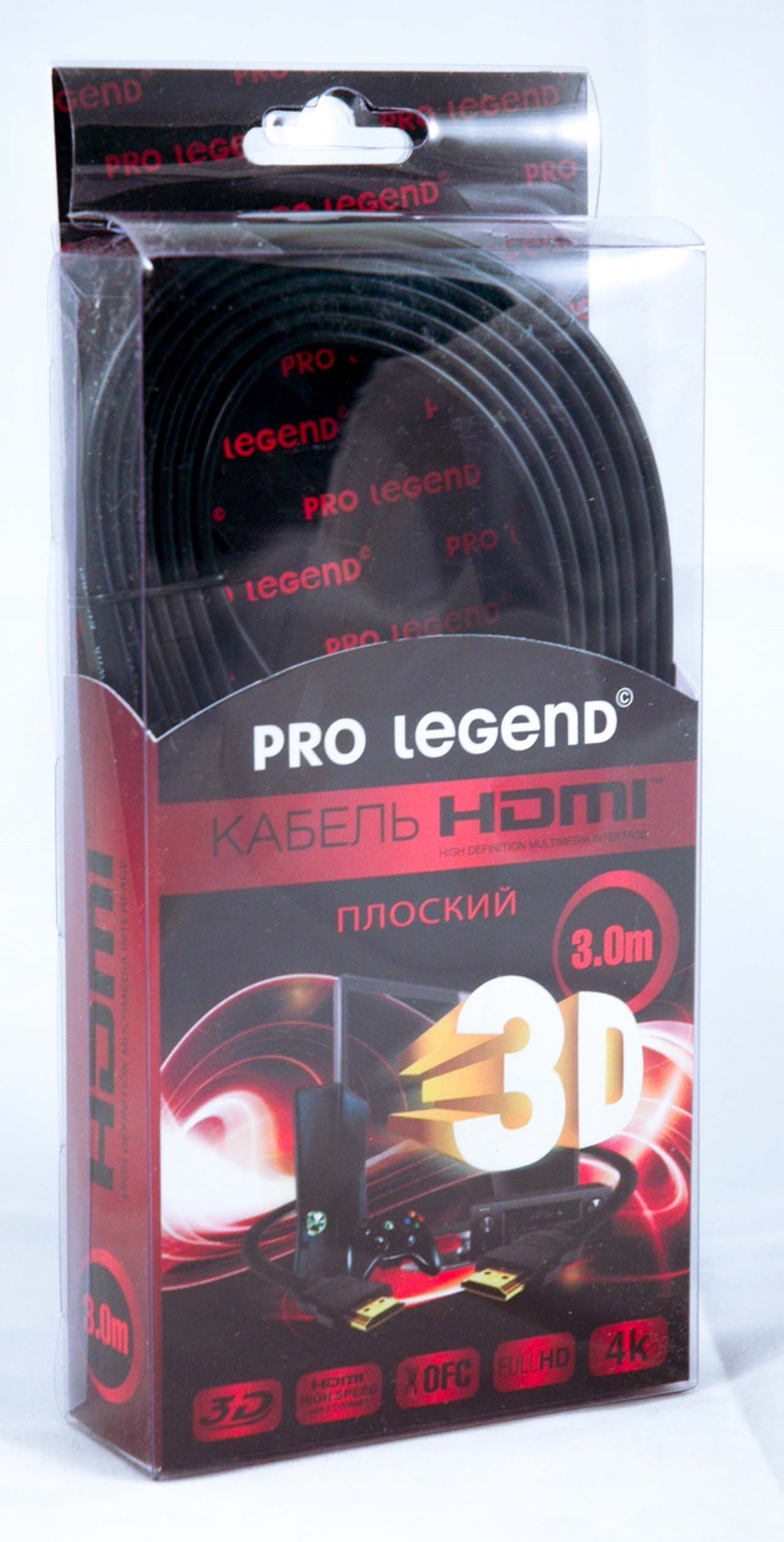 фото Кабель Pro Legend HDMI (M) - HDMI (M), HDFW3, ver. 1.4, HDFW3, белый, 3 м