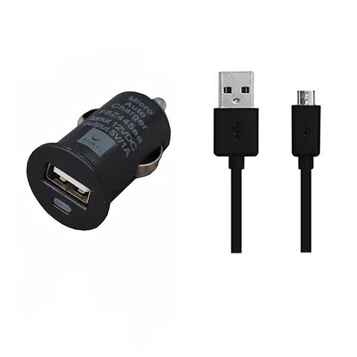 фото Автомобильное зарядное устройство Mobiledata АЗУ 1000mA USB + microUSB кабель, черный