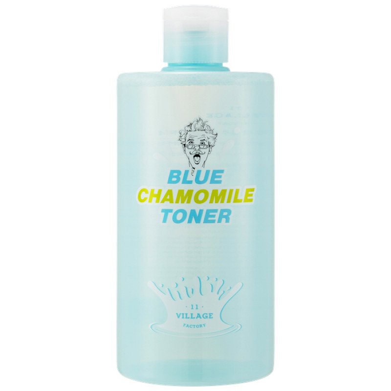 фото Успокаивающий тонер для чувствительной кожи лица Village 11 Factory Blue chamomile toner, с экстрактом голубой ромашки, 400 мл