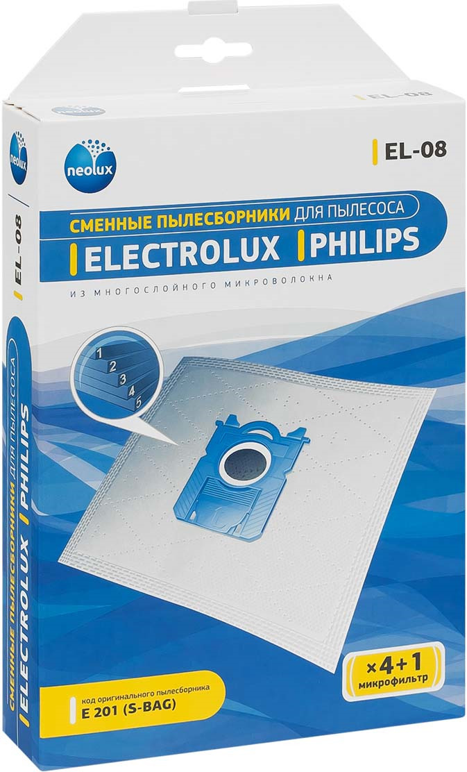 Neolux EL-08 пылесборник из пятислойного микроволокна (4 шт) + микрофильтр