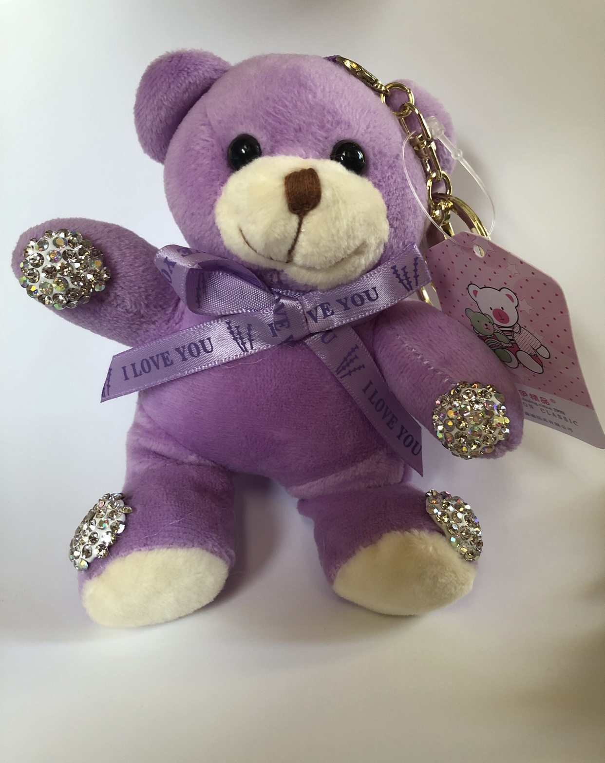 фото Брелок для ключей Markclub  Плюшевый мишка коричневый, Плюш, MSK-1219, фиолетовый