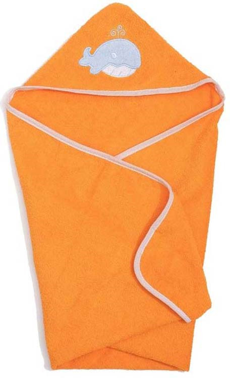 Полотенце с капюшоном детское Guten Morgen Кит, ПМКа-60-120-Кит, оранжевый, 60 x 120 см