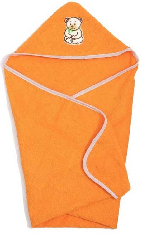 Полотенце с капюшоном детское Guten Morgen Медведь, ПМКа-60-120-Мед, оранжевый, 60 x 120 см