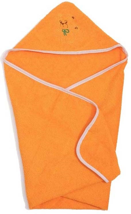 Полотенце с капюшоном детское Guten Morgen Мишка, ПМКа-60-120-Миш, оранжевый, 60 x 120 см