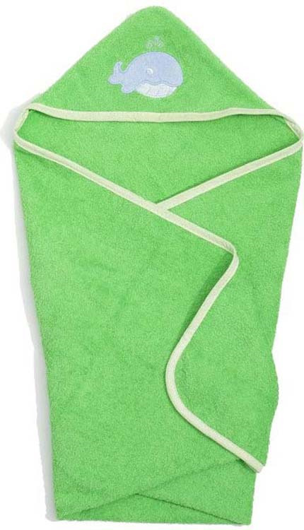 Полотенце с капюшоном детское Guten Morgen Кит, ПМКс-60-120-Кит, зеленый, 60 x 120 см