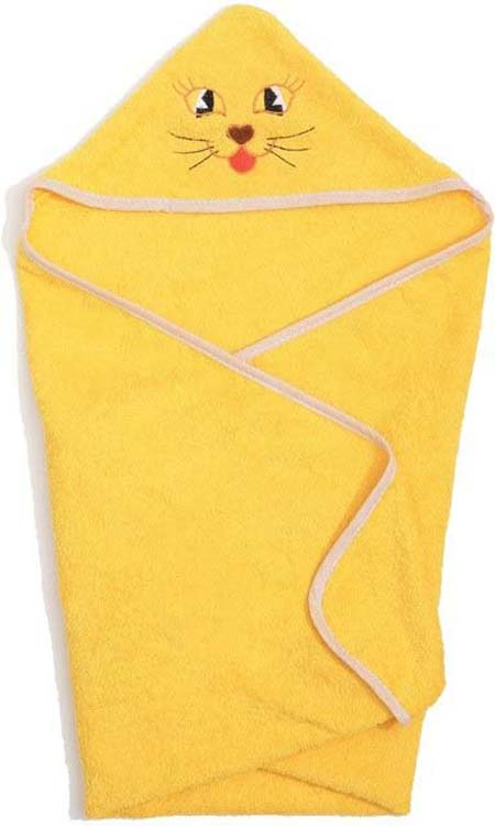 Полотенце с капюшоном детское Guten Morgen Киска, ПМКяж-60-120-Кис, желтый, 60 x 120 см