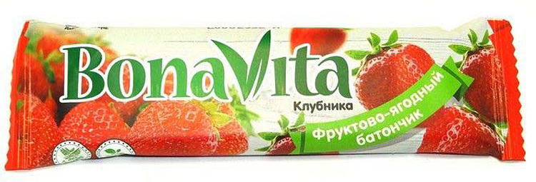 фото Батончик фруктово-ягодный Bona Vita "Клубника", 40 г