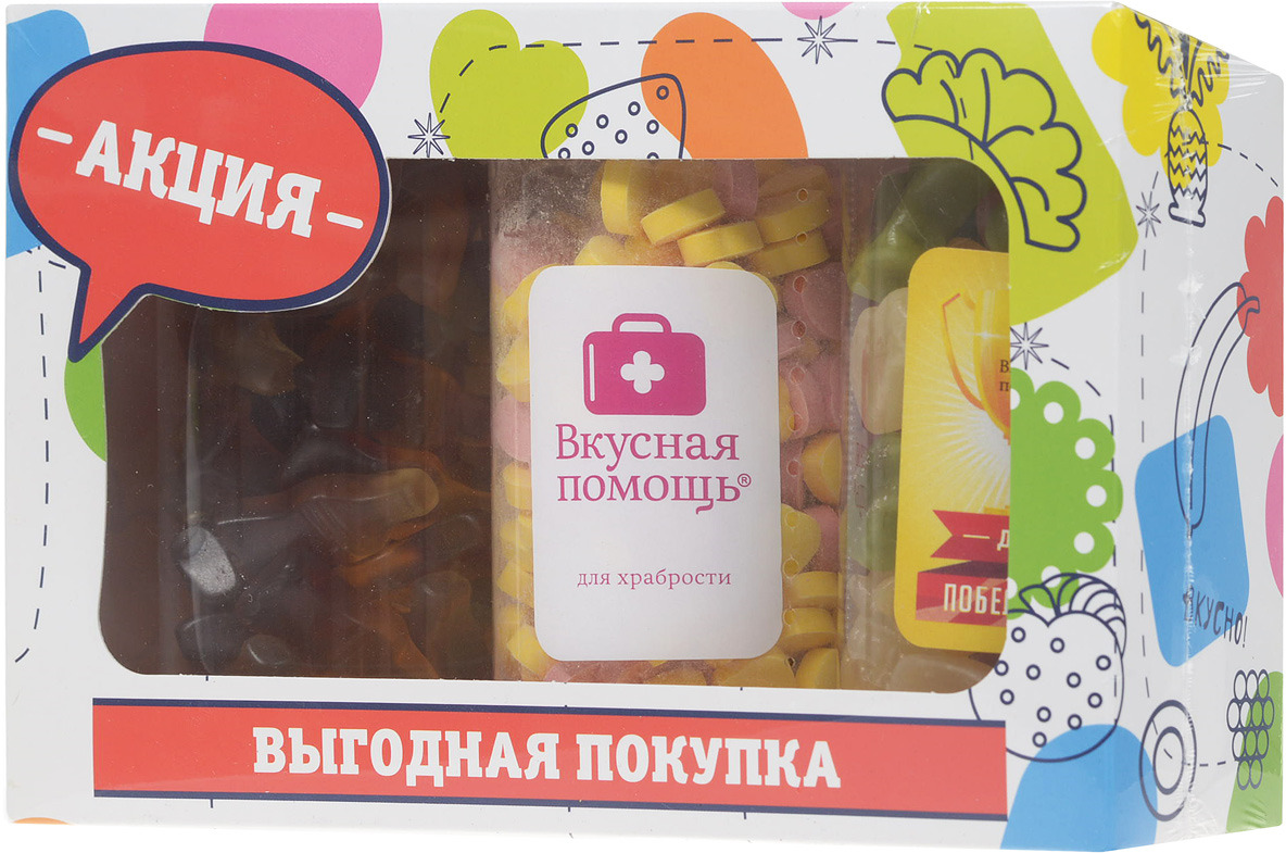 фото Вкусная помощь Подарочный набор "Выгодная покупка", мармелад кола, троп фрукты, драже банан барбарис