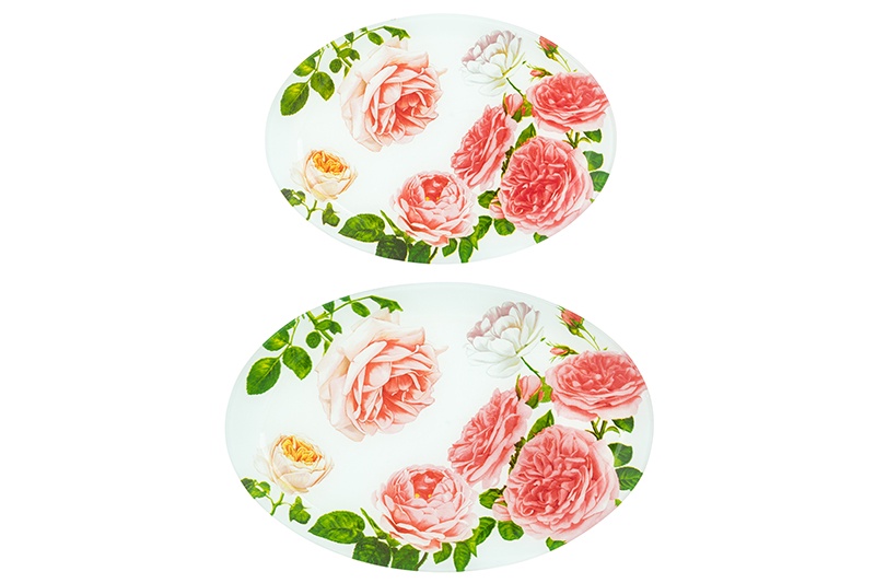 фото Блюдо Elan Gallery "Цветущая роза", 890379, белый, розовый, зеленый