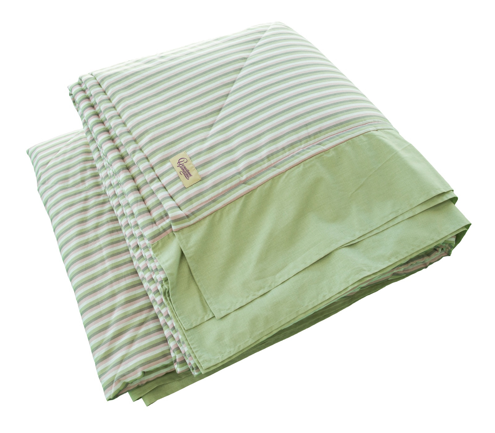 фото Одеяло детское Семейные ценности Одеяло-покрывало стеганое Французский шик с зеленой оборкой, светло-зеленый