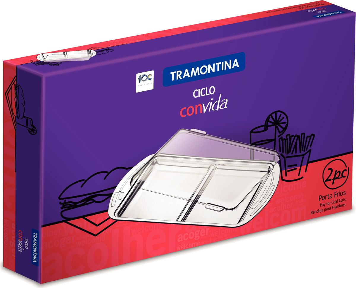 фото Блюдо для холодных закусок Tramontina, с крышкой, 64510/610-TR, серый металлик