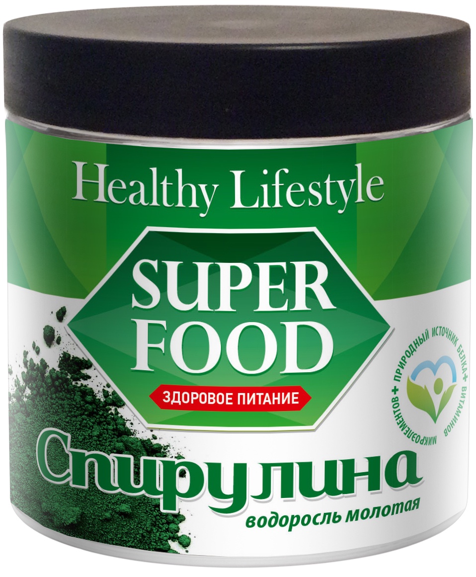 фото Суперфудс Healthy Lifestyle Спирулина молотая в банке ПЭТ, 250г.