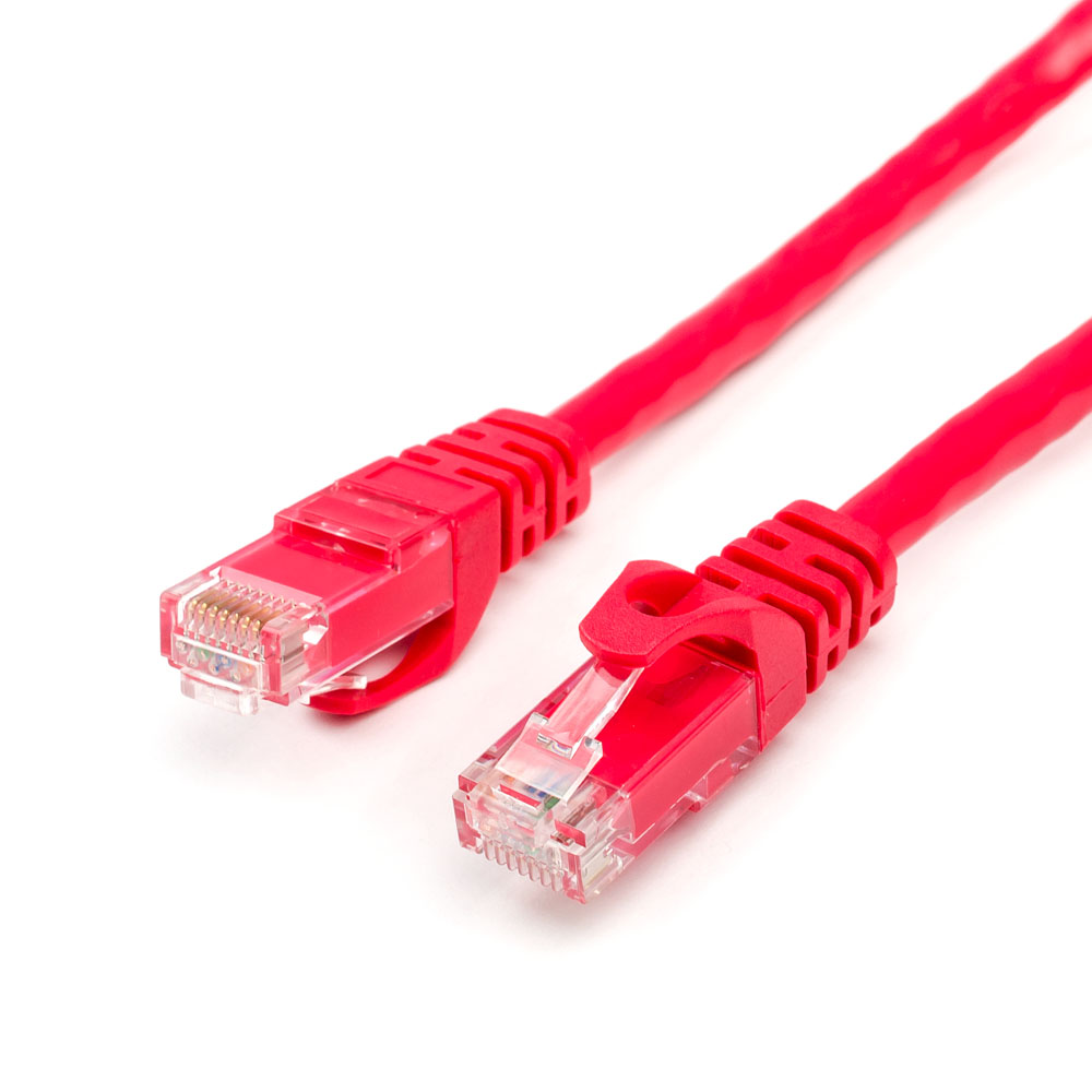 фото Патч-корд ATcom UTP, 3 m, литой, RJ45, 6 кат , медный, красный