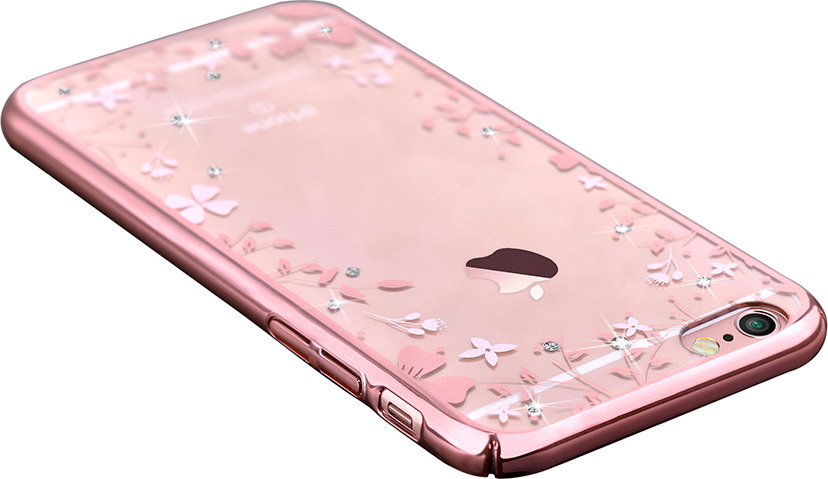 Розовый плюс. Чехол Devia Crystal Flora Case для Apple iphone 12\12 Pro. Devia Crystal Springs. Розовое золото пластик. Обложка розовое золото.