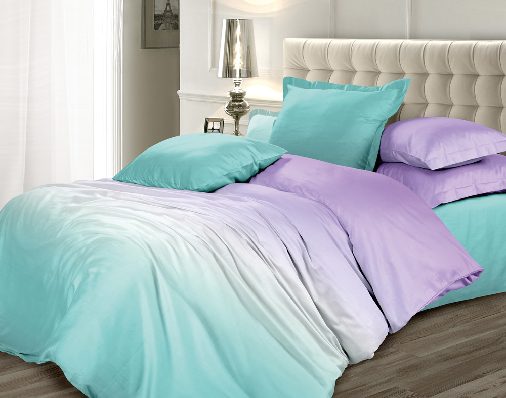 Комплект постельного белья Унисон "Омбре Luxury. Воздушная лаванда", 386915, 1,5-спальный, наволочки 70x70
