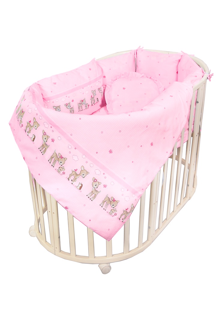 Комплект белья для новорожденных Сонный гномик Оленята, 727-10_2, розовый