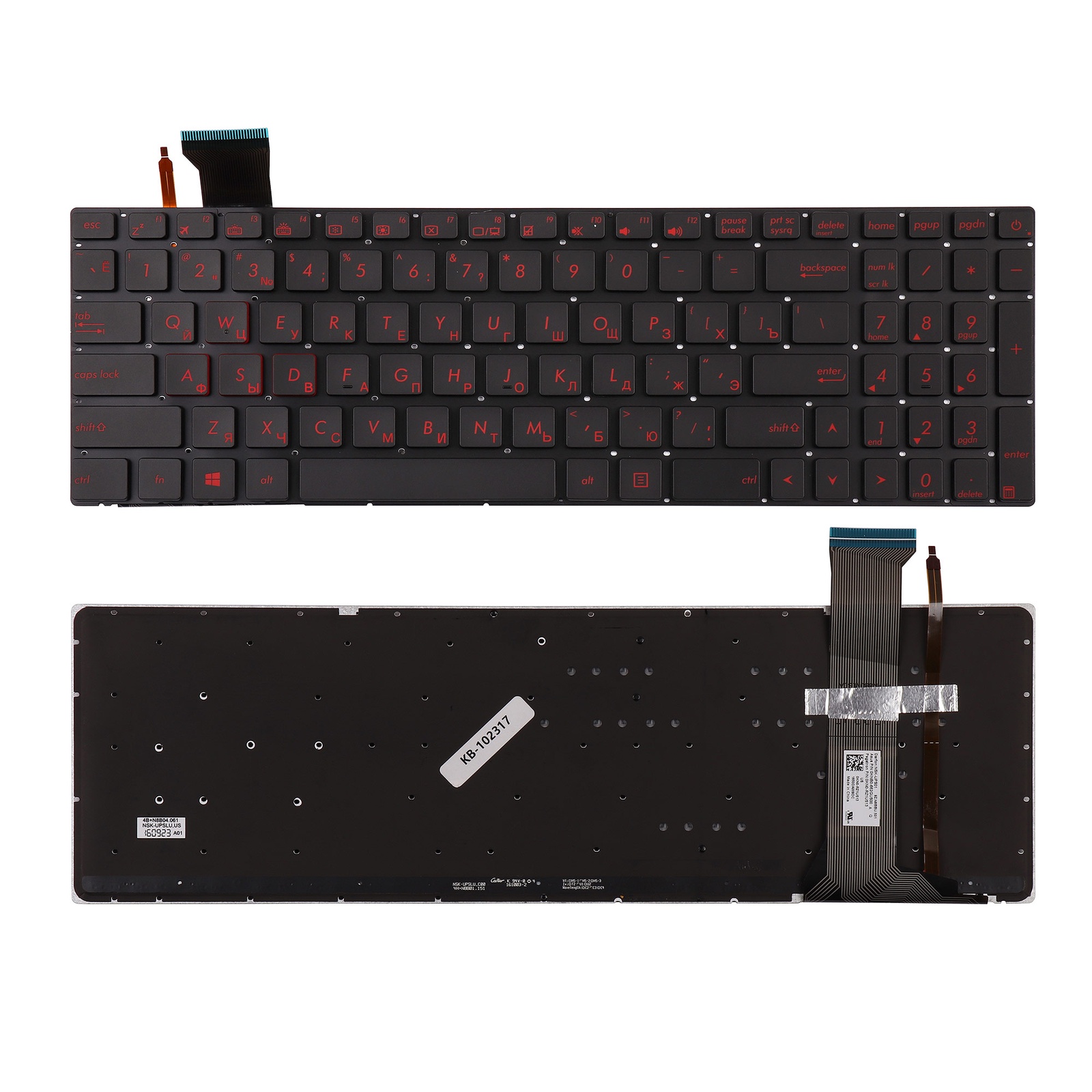 Клавиатура TopOn Asus GL552 Series. Плоский Enter. Без рамки. С подсветкой. PN: NSK-UPSBU 0R, 0KNB0-662GRU00, 0KN0-RZ1RU13., KB-102317, черный Клавиатура TopOn Asus GL552 Series. Плоский Enter. Без рамки. С подсветкой. PN: NSK-UPSBU 0R, 0KNB0-662GRU00, 0KN0-RZ1RU13., KB-102317, черный