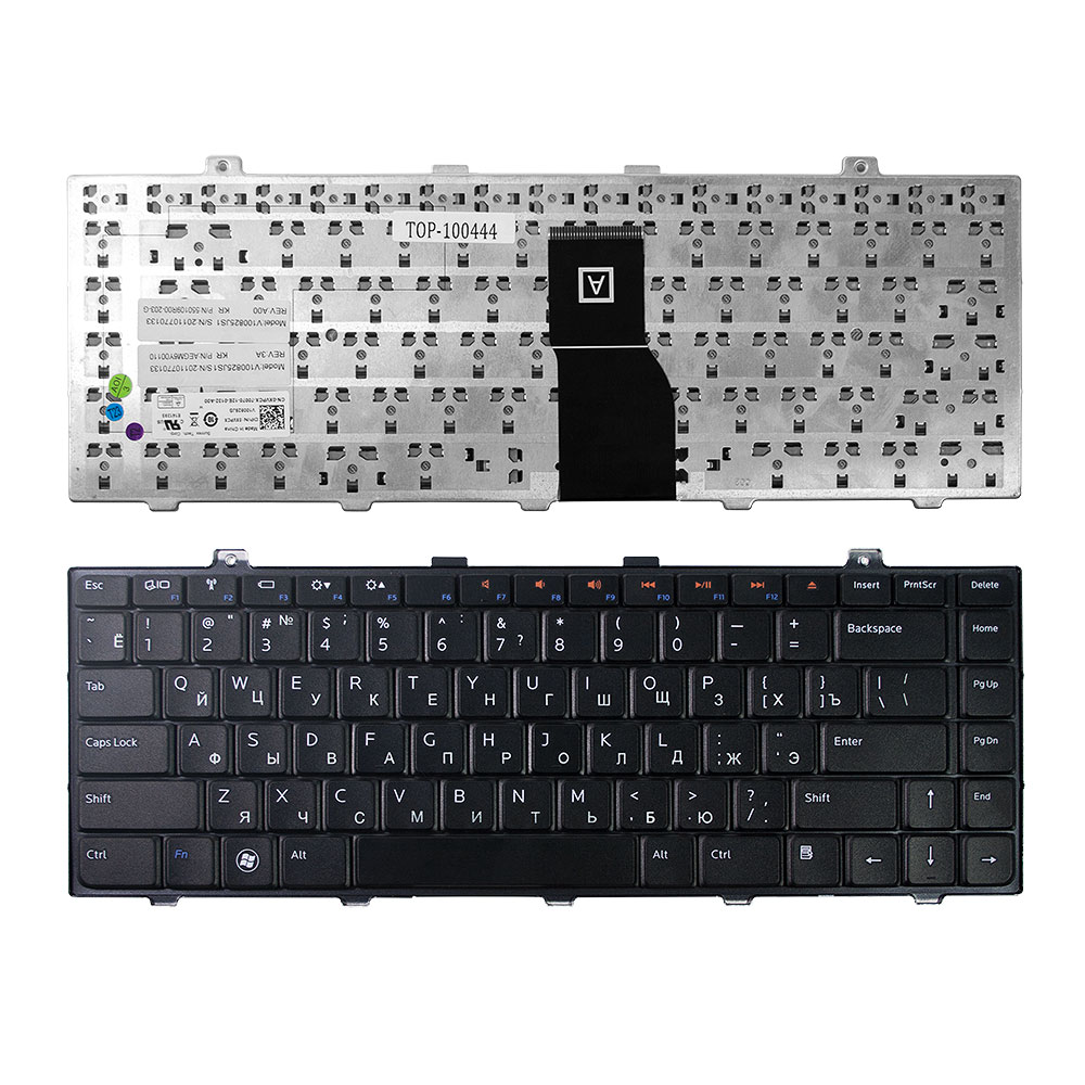 Клавиатура TopOn Dell Studio 1450, 1457, 1458, 15, XPS L401 Series. Плоский Enter. Без рамки. PN: V100825JS1, 0MH8M3., TOP-100444, черный