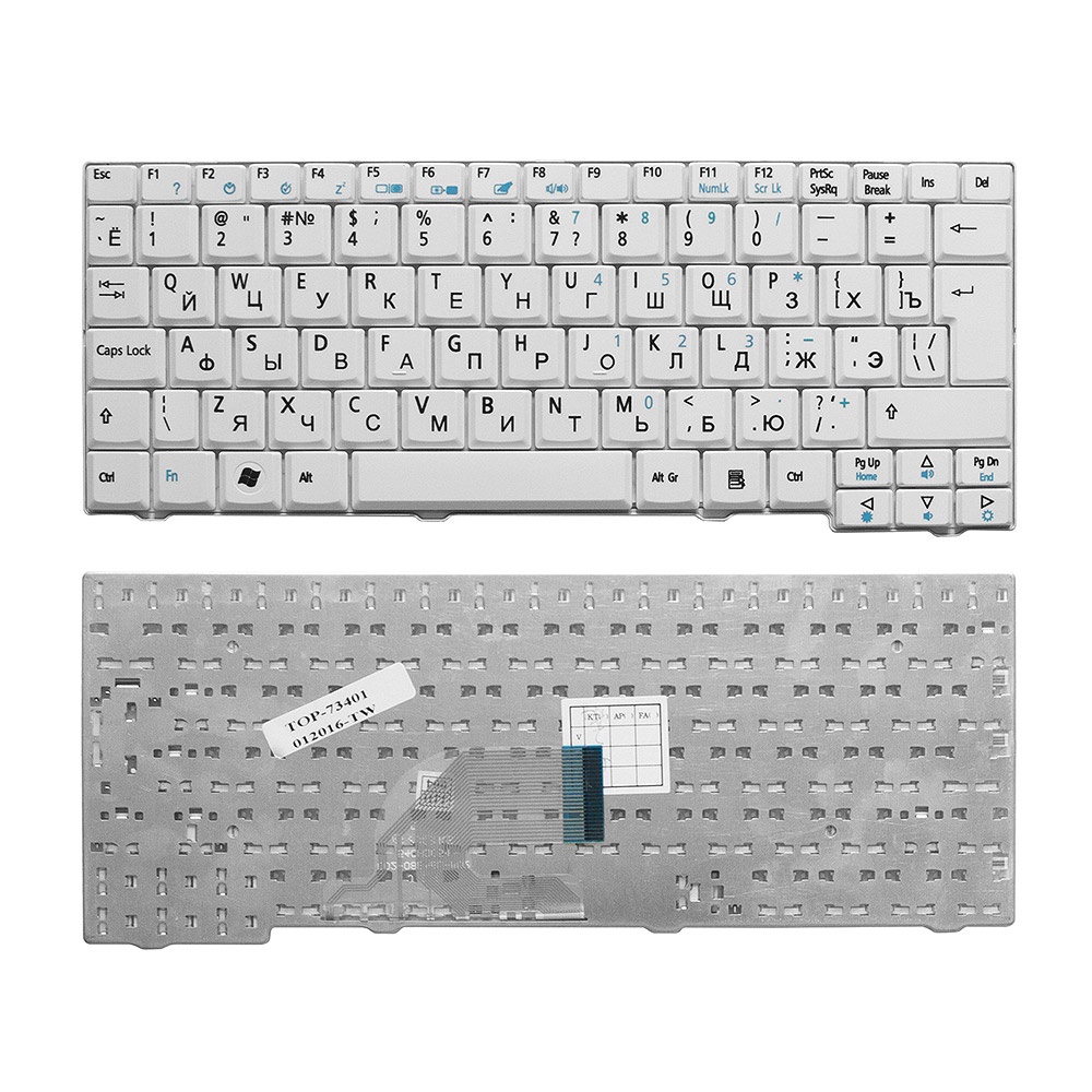 фото Клавиатура TopOn Acer Aspire One 531, A110, A150, D150, D210, ZG5 Series. Г-образный Enter. Без рамки. PN: 9J.N9482.00R, KB.INT00.513., TOP-73401, черный