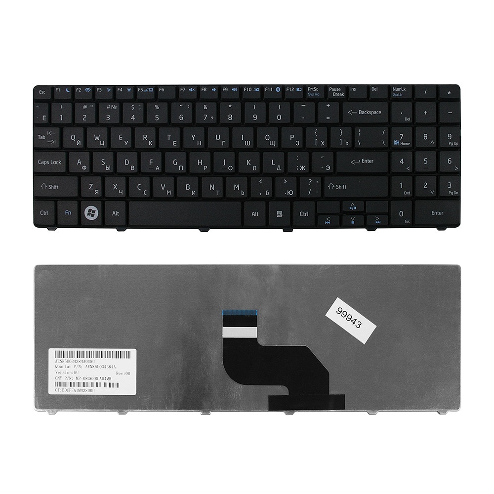 Клавиатура TopOn Acer eMachines 5516, 5517, 5332, 5532, 5732 Series. Плоский Enter. Без рамки. PN: MP-08G63SU-6983., TOP-99943, черный клавиатура ноутбука для acer c720 3404 chromebook gr немецкий черный 9z nbrsc a0g