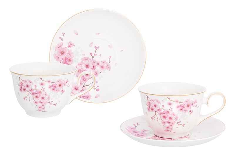 фото Чайная пара Elan Gallery Цветущая сакура, 181150, белый, розовый