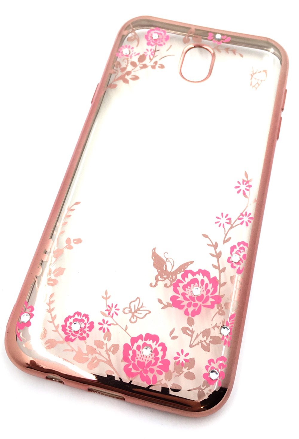 Чехол для сотового телефона Мобильная мода Samsung J7 2017 Силиконовая, прозрачная накладка со стразами, 6972R, розовый