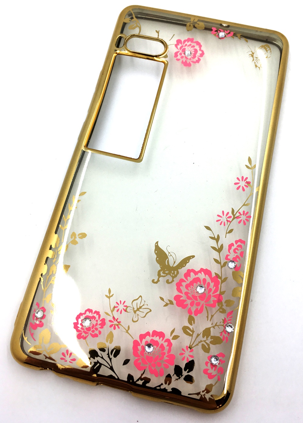Чехол для сотового телефона Мобильная мода Meizu Pro 7 Plus Силиконовая, прозрачная накладка со стразами, 6994R, золотой