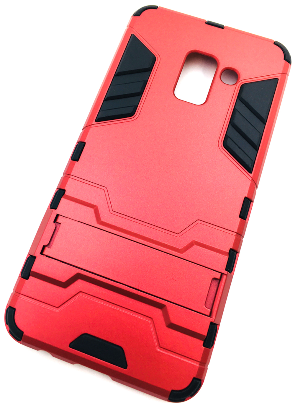 Чехол для сотового телефона Мобильная мода Samsung A8 2018 Накладка противоударная с подставкой, трансформер, 7173R, красный