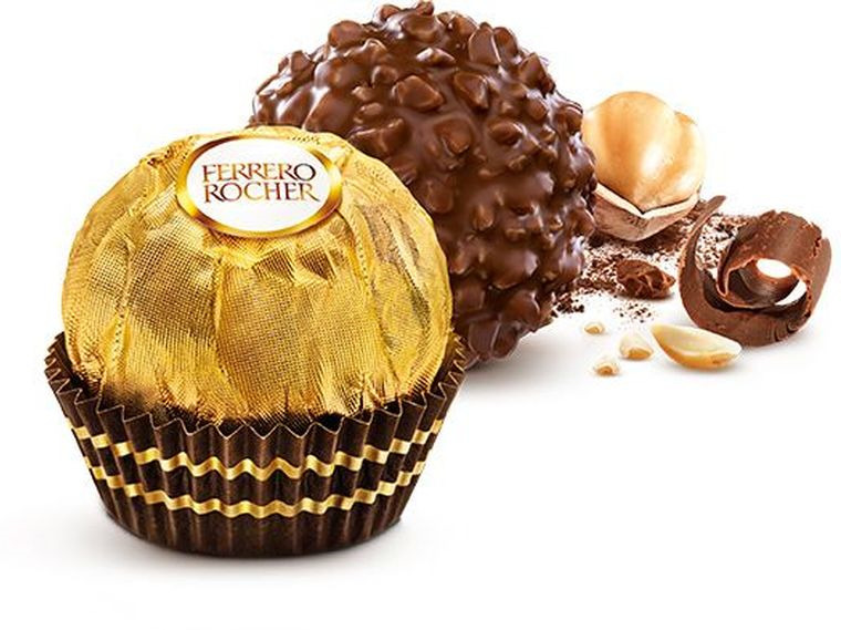 фото Ferrero Rocher конфеты хрустящие из молочного шоколада, покрытые измельченными орешками, с начинкой из крема и лесного ореха, 200 г