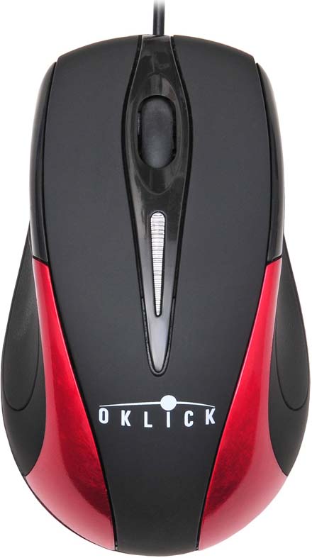 Мышь проводная Oklick, 235M, черный, красный