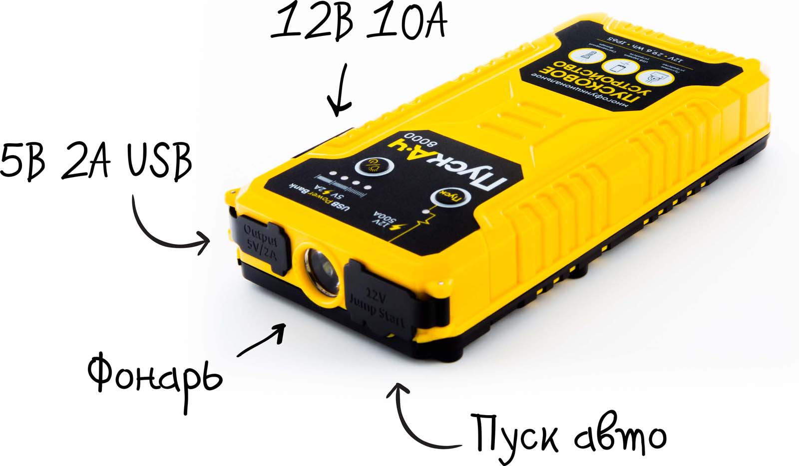 фото Пуско-зарядное устройство ПускАч 8000, многофункциональное, BS-JS08, желтый