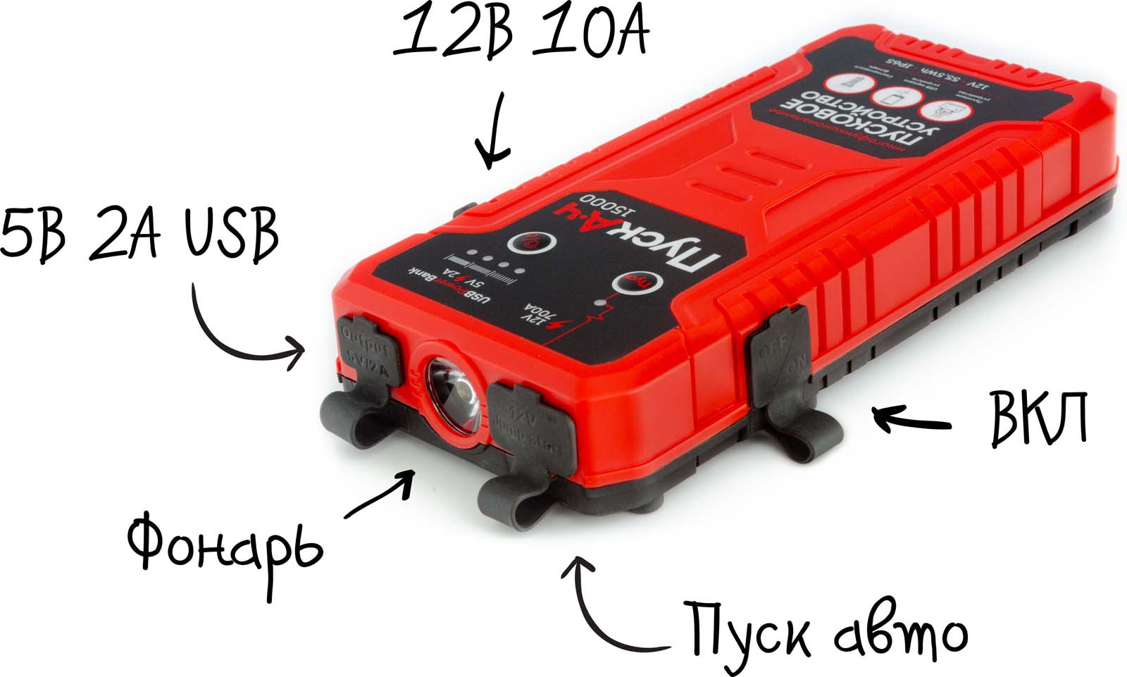 фото Пуско-зарядное устройство ПускАч 15000, многофункциональное, BS-JS15, красный