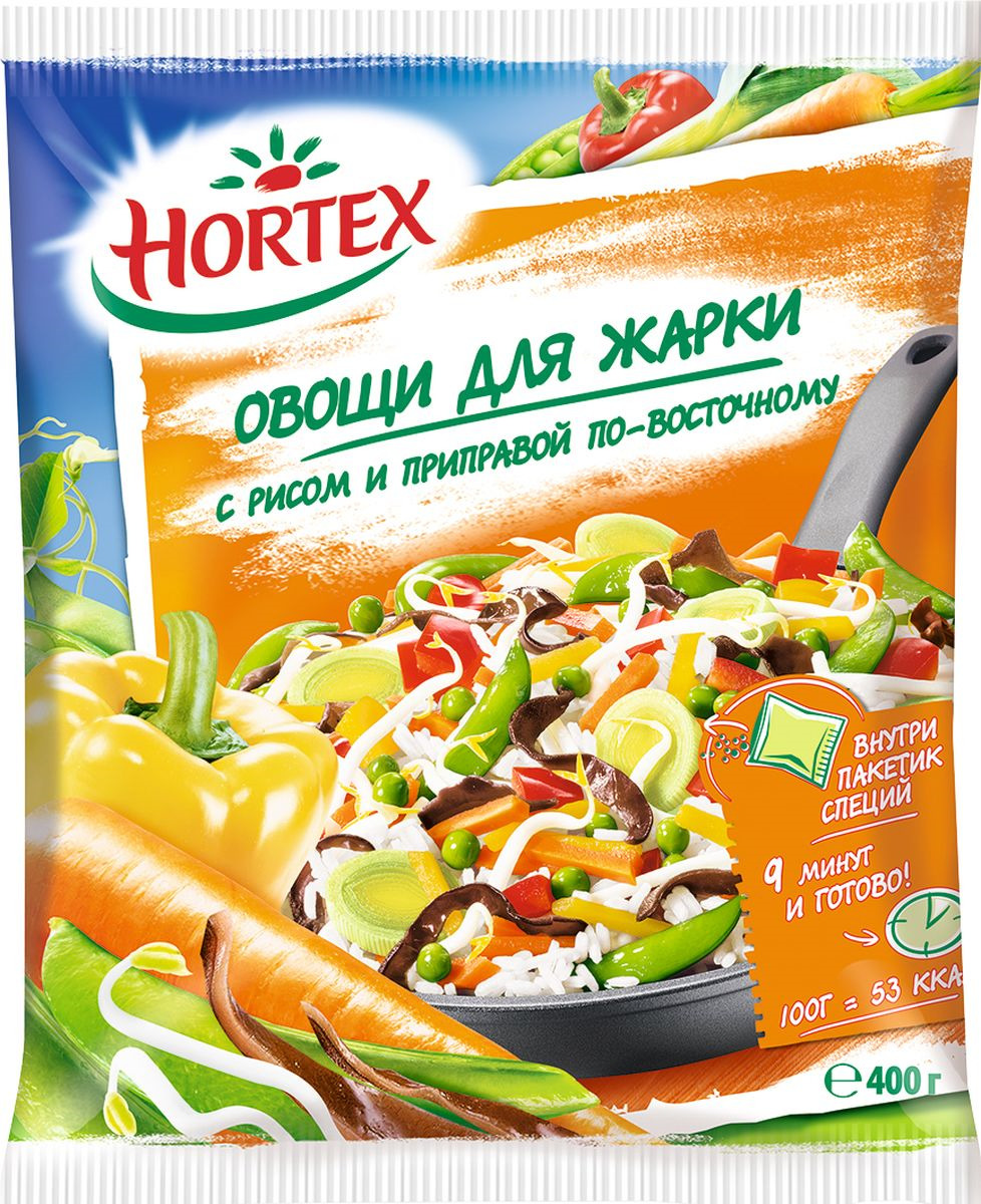 Готовые блюда замороженные Hortex Овощи для жарки с рисом и приправой по-восточному, 400 г