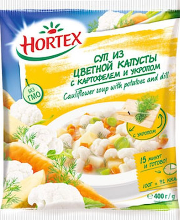 Суп замороженный Hortex Из цветной капусты с картофелем и укропом, 400 г