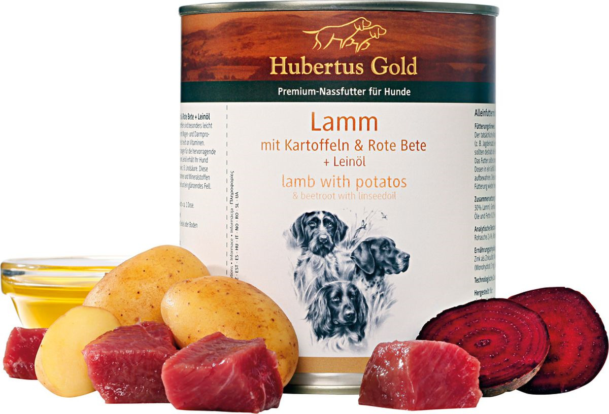 Консервы для собак Hubertus Gold, баранина с картофелем и свеклой, 800 гр