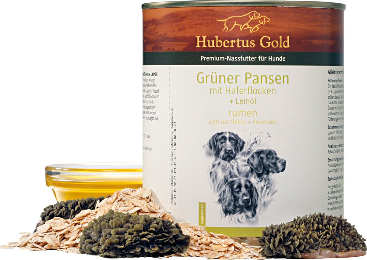 Консервы для собак Hubertus Gold, рубец с овсяными хлопьями, 800 гр