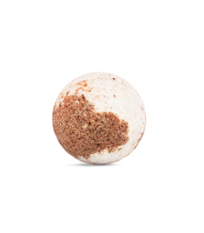 фото Бомбочка для ванны AIS "Шоколад и Марципан", бурлящий шар из натуральной морской соли с ароматными маслами какао дерева, антистресс эффект, 3+, 130 г