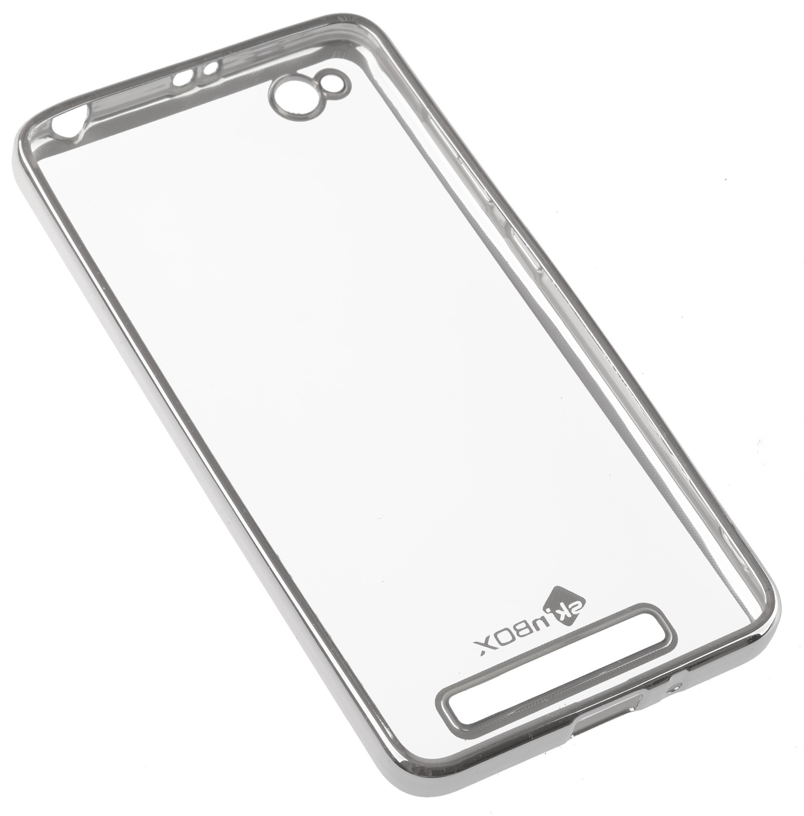 фото Чехол для сотового телефона skinBOX Silicone chrome border, 4630042529472, серебристый