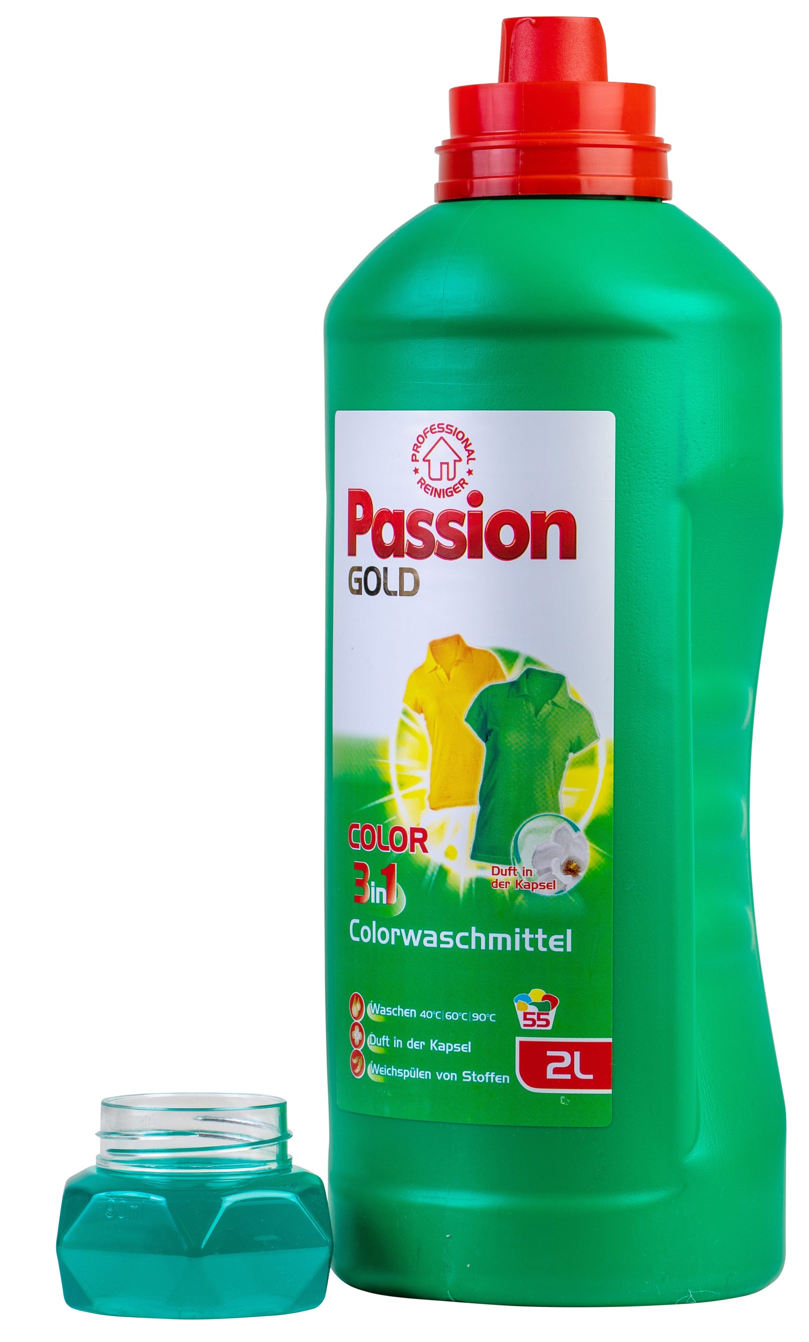 фото Гель для стирки цветных вещей Passion GOLD 3 в 1 Color 2000 мл (55 стирок) Zalchem