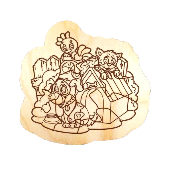 фото Пазл для раскр-ия ВО ДВОРЕ, арт.12361, Игрушка из дерева Полноцвет