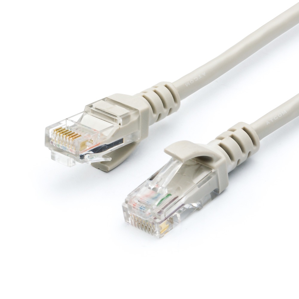 фото Патч-корд ATcom UTP, 2 m, литой, RJ45, Cat.5, серый