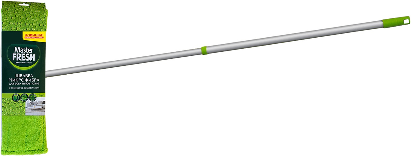 фото Швабра Master FRESH Флеттер телескопическая ручка, микрофибра, серый