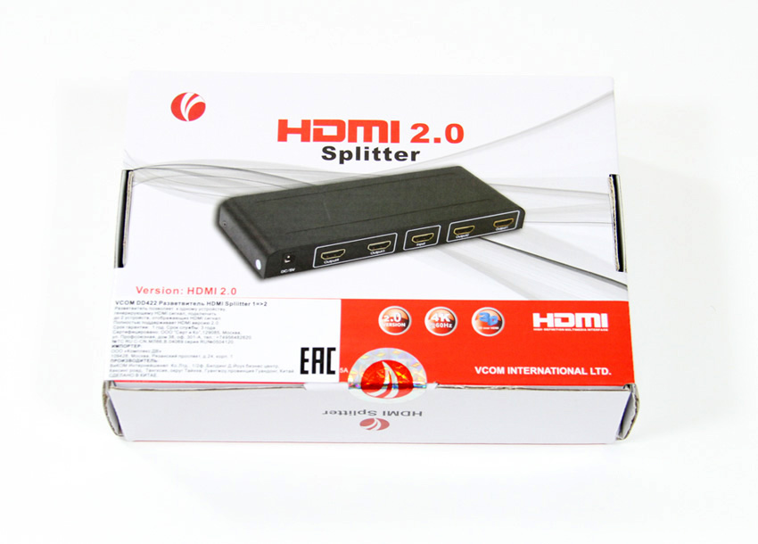 фото Разветвитель VCOM HDMI 1→2 2.0v