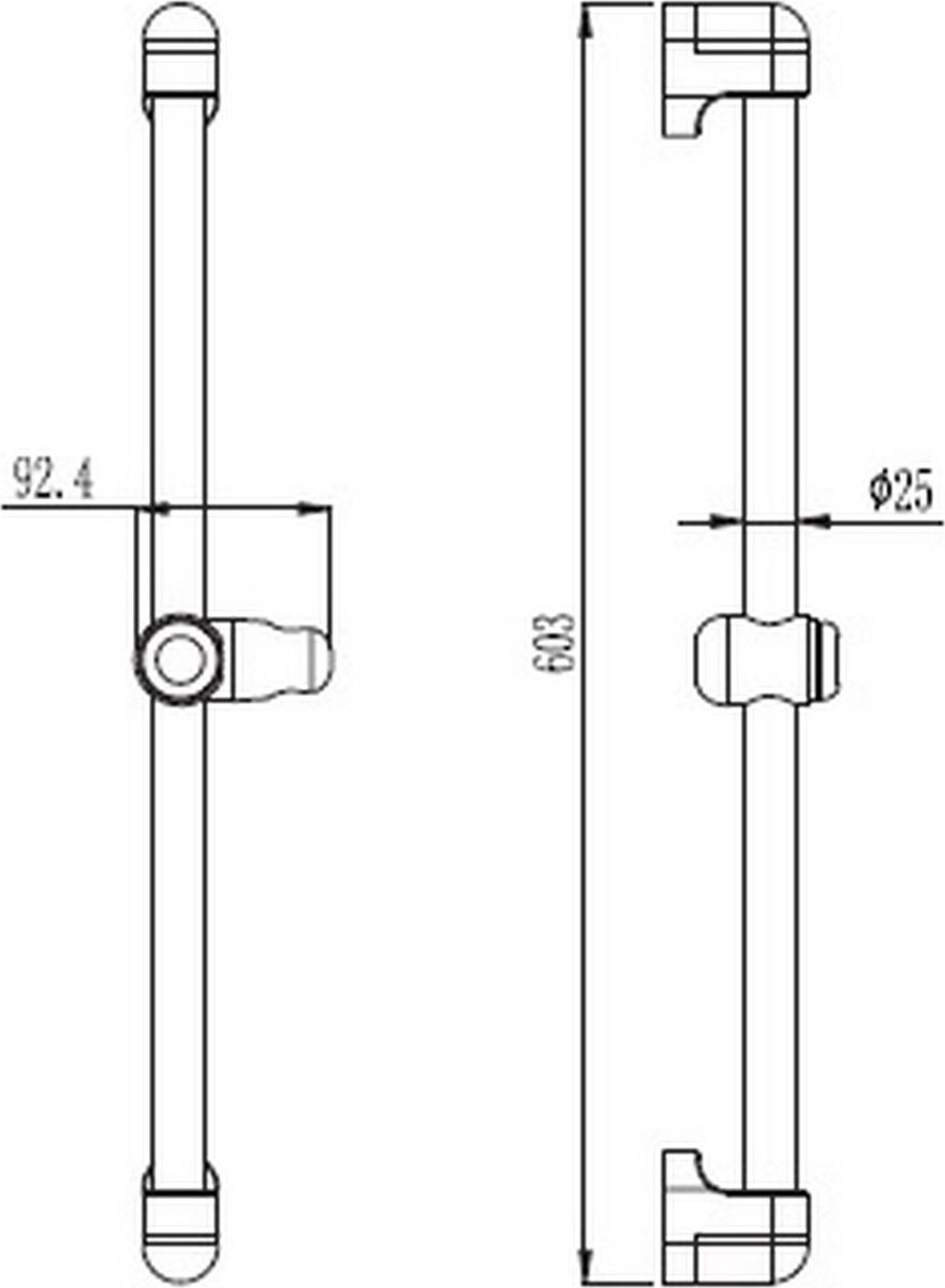 фото Душевая штанга Voda с фиксированным креплением, толщина 25 мм, VSR 603