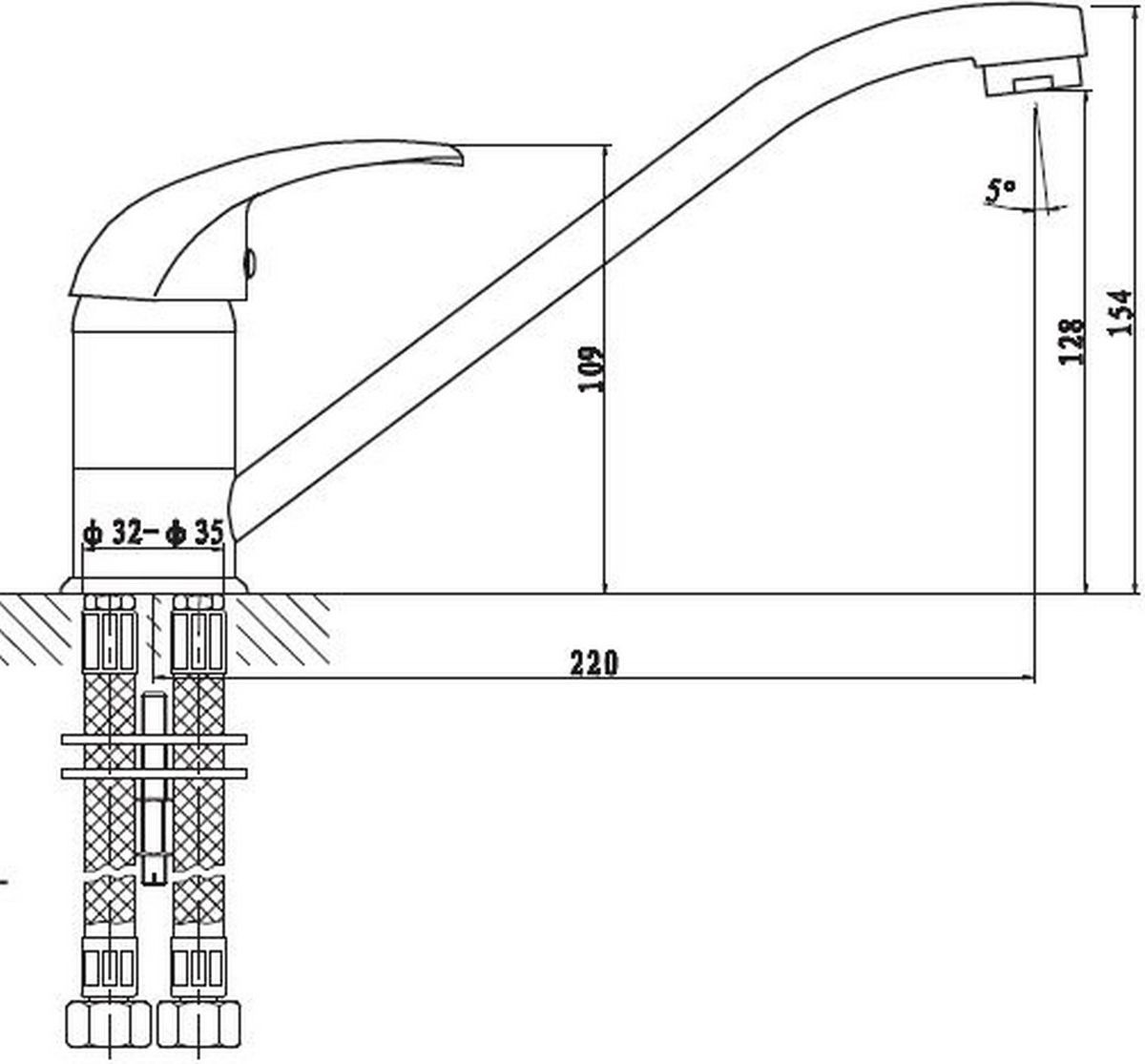 Смеситель gross Aqua для кухни Base 3210258с-g0109 однозахватный