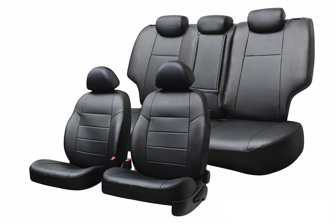 Чехол на сиденье Defly Lada Vesta 2014 - наст. время, седан, раздельная спинка заднего ряда (40/60), экокожа, черный
